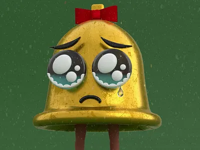 Lonely Christmas🥺🔔 3d 3d animation 3d character 3d illustration after effects animation bell c4d character character design christmas cinema 4d crying face graphic design humorous illustration motion graphics redshift sad
