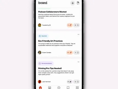 Board - Posting Community Messages animation app branding clean daily ui graphic design interface logo message messaging mobile motion graphics posts product design ui ux