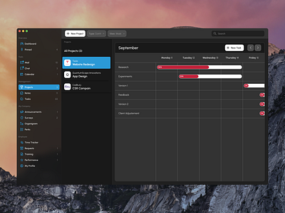 Founder Tools - Projects dark theme gantt kanban native native design project project management timeline user experience