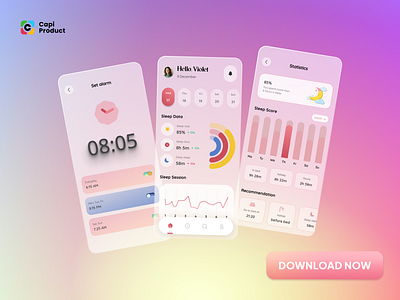 Sleep Reminder App - Transparent style app appdesign design mobile mobileappdesign modernapp modernappdesign moderndesign reminderapp reminderappdesign transparentapp ui uidesign