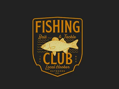 Fishing Club - Badge apparel badge badge design badges branding clothing brand fish fishing club geometric graphic design illustration line lineart logo merch merchandise monoline outdoor t shirt trout