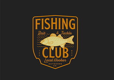 Fishing Club - Badge apparel badge badge design badges branding clothing brand fish fishing club geometric graphic design illustration line lineart logo merch merchandise monoline outdoor t shirt trout