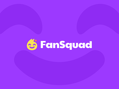 FanSquad | Logo Design by Logolivery.com branding design fan fun graphic design happy logo logolivery ok okay pink purple red smile squad vector yellow