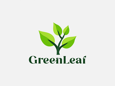 GreenLeaf Logo brand identity for sale unused buy formulated fresh green leaf logo mark symbol icon nature nature inspired logo. planet propeller regular reuse rotate rotation solid timeless classic unity together wind turbine