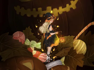 Halloween theme illustration graphic design 万圣节 原创插画 女子 插画 节日