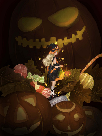 Halloween theme illustration graphic design 万圣节 原创插画 女子 插画 节日