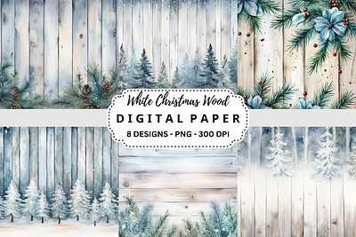 White Christmas Wood Background tumbler wrap