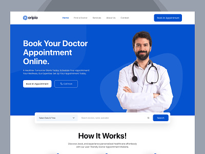 Doctor Appointment Website Design appointment landing page clinic consultation website diagnosing digital pharmacy doctor appointment website doctor booking landing page doctor website healthcare landing page medical care medicine oripio pharmacy therapist ui