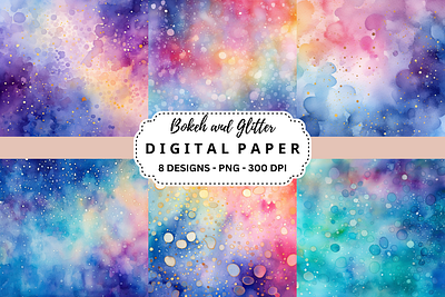 Watercolor Bokeh and Glitter Background tumbler wrap