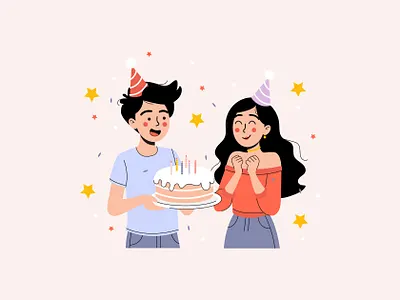 Free Girl Birthday Celebration Illustration birthday birthday cake birthday celebration birthday wish character design free download free illustration freebie illustration vector illustration