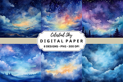 Celestial Sky Watercolor Background tumbler wrap