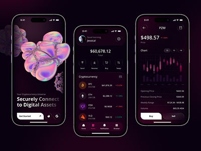 Crypto Wallet Mobile App | Masterly 3d branding defi design graphic design logo mobile design ui uiux ux