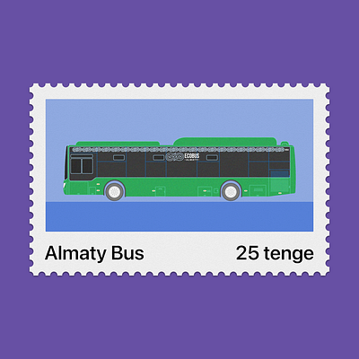 Almaty postage stamps exploration graphic design illustration retro vector
