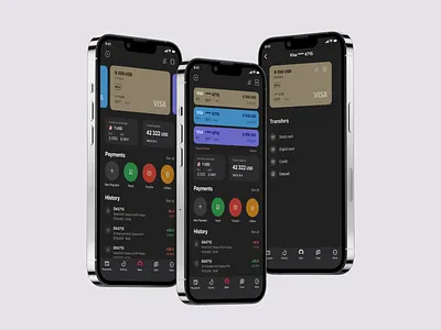 Home Credit Bank iOS app - dark theme app application bank banking dark dark theme design finance fintech flat flat ui ios iphone mobile ui