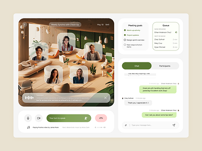Online Meeting Wellbeing Platform ai clean design green interface meeting minimalistic ui ux virtual wellbeing