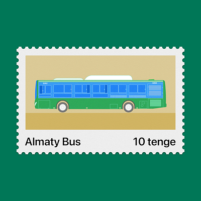 Almaty postage stamps exploration graphic design illustration retro vector