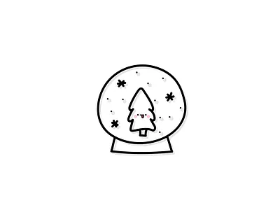 Snow Globe Scene adobe illustrator character christmas cute decoration funny fur tree holiday kawaii line art snow globe vector winter xmas