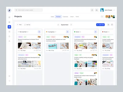 Project Management - Task UI artiflow calendar card dashboard halal kanban monday productivity project management project management software project manager task app task management task management software task tracker task tracking team management to do ui design webapp design