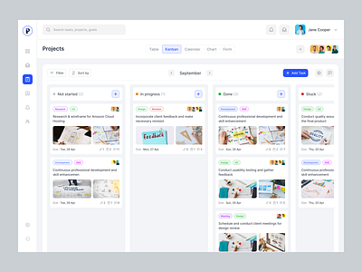 Project Management - Task UI artiflow calendar card dashboard halal kanban monday productivity project management project management software project manager task app task management task management software task tracker task tracking team management to do ui design webapp design