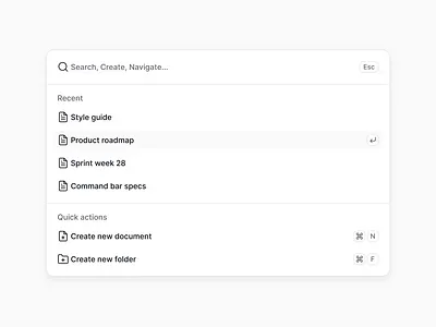 Command bar cmd k command bar component component library create file keybinds product design search tag ui ui library uux ux