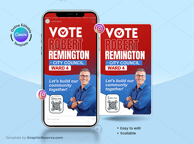 City Council Vote Instagram Story Banner Canva Template city council vote digital banner instagram story banner political political instagram story