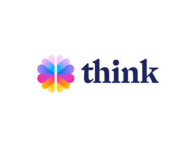 Think logo concept brain branding colorful creativity design gradient heart icon logo mark mind monogram strategy think thinking