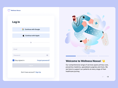 Log in page app design healthcare log login product registration signing ui ux uxui web