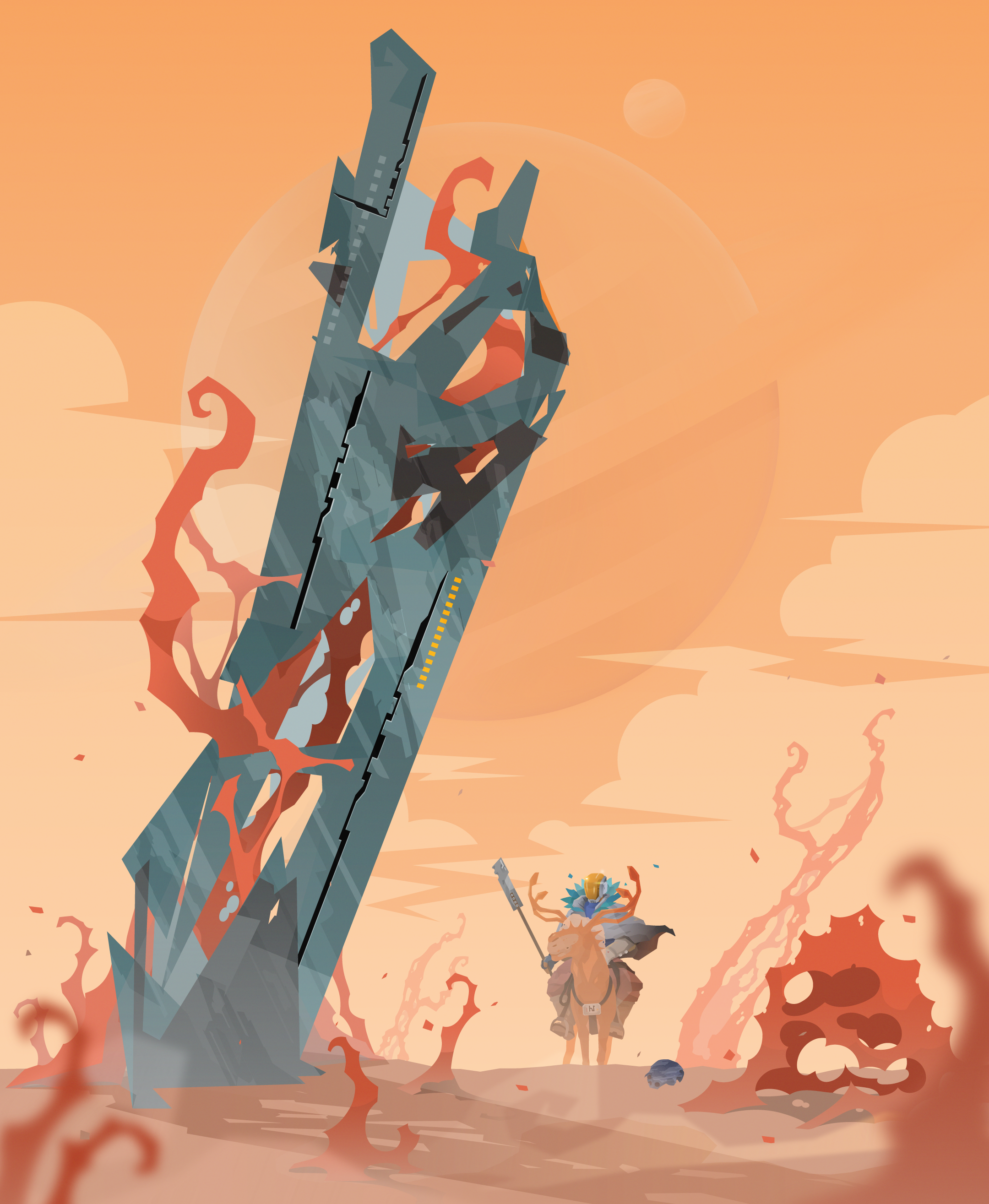 Alien Desert Stroll art concept gaming graphic design illustration vector