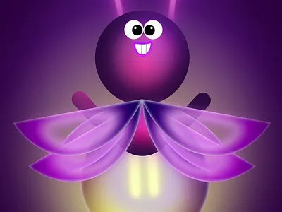 Motiontober 2023 - Jour 28: Brillant 2d animation firefly gif loop luciole motion design motion graphics purple yellow