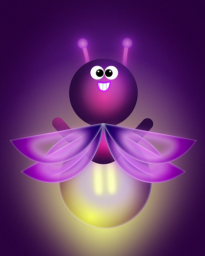 Motiontober 2023 - Jour 28: Brillant 2d animation firefly gif loop luciole motion design motion graphics purple yellow