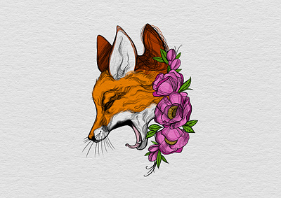 Fox&Flowers illustration adobe art design digital art graphic design illustration illustrator sketch vector wall decor