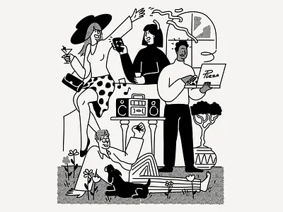 Partay black and white illustration brand illustration custom illustration digital art digital illustration illo illustration illustration design illustration studio illustrator qillo qillo studio studio vector vector art vector drawing vector illustration