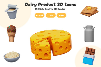 Dairy Product 3D Icon 3d 3d artwork 3d icon app blender blender 3d design element envato element graphic design icon illustration ui