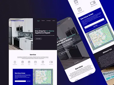 Responsive Website for Appliance Repair Shop branding business website design figma flat art graphic design illustration landing page logo mobile mobile screen responsive typography ui ux web web design web mobile web screen website design