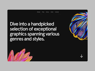 Graphics collection presentation collection dark dark ui design font gradient inspiration landing page layout minimal minimalism nft objects presentation scroll selection typograhpy ui ux webdesign
