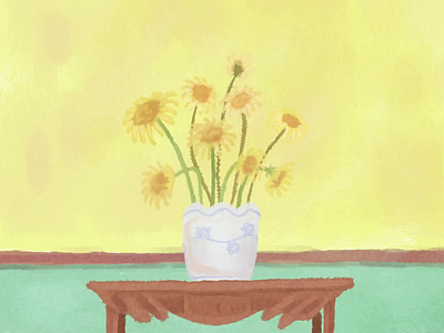 "Les Tournesols" animation art color pencil design draw dream graphic design illustration motion design nft painting sunflower tournesol tribute van gogh water ink