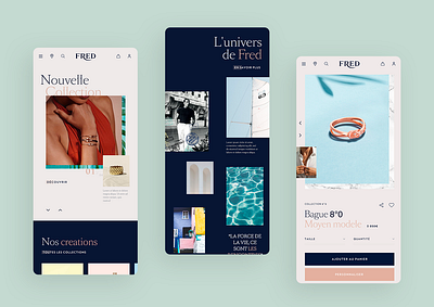 Fred - Jewelry Brand accessories ecommerce ecommerce mobile elegant fashion fred interaction interface jewel jewellery jewelry jewels mobile mobile first pastel product design product page responsive ui ui design