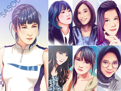 Portrait Illustrations - 1 adobe photoshop design illustration paint tool sai portrait illustration