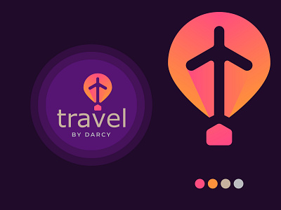 Travel agency logo design | Travel By DARCY branding creative design graphic design illustration logo logo design logodesign logotype tour tourist travel ui