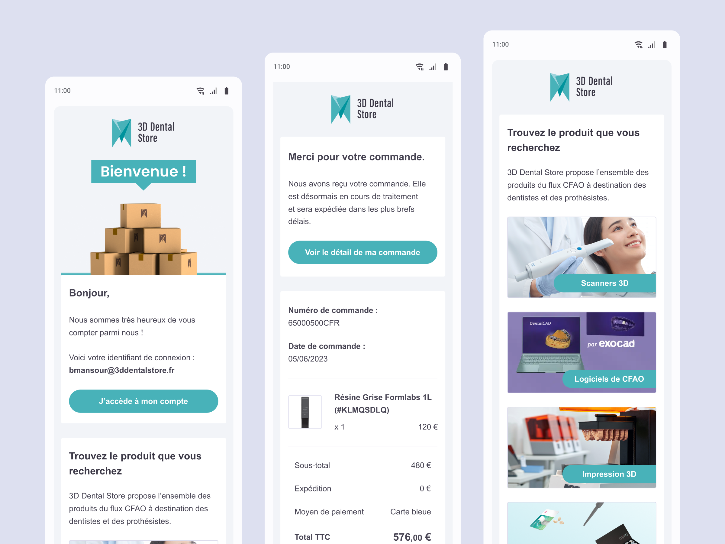 Email templates redesign for 3D Dental Store email redesign gmail ui