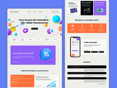 MotionBank – Landing Page design figma finance landing ui ux web websitedesign