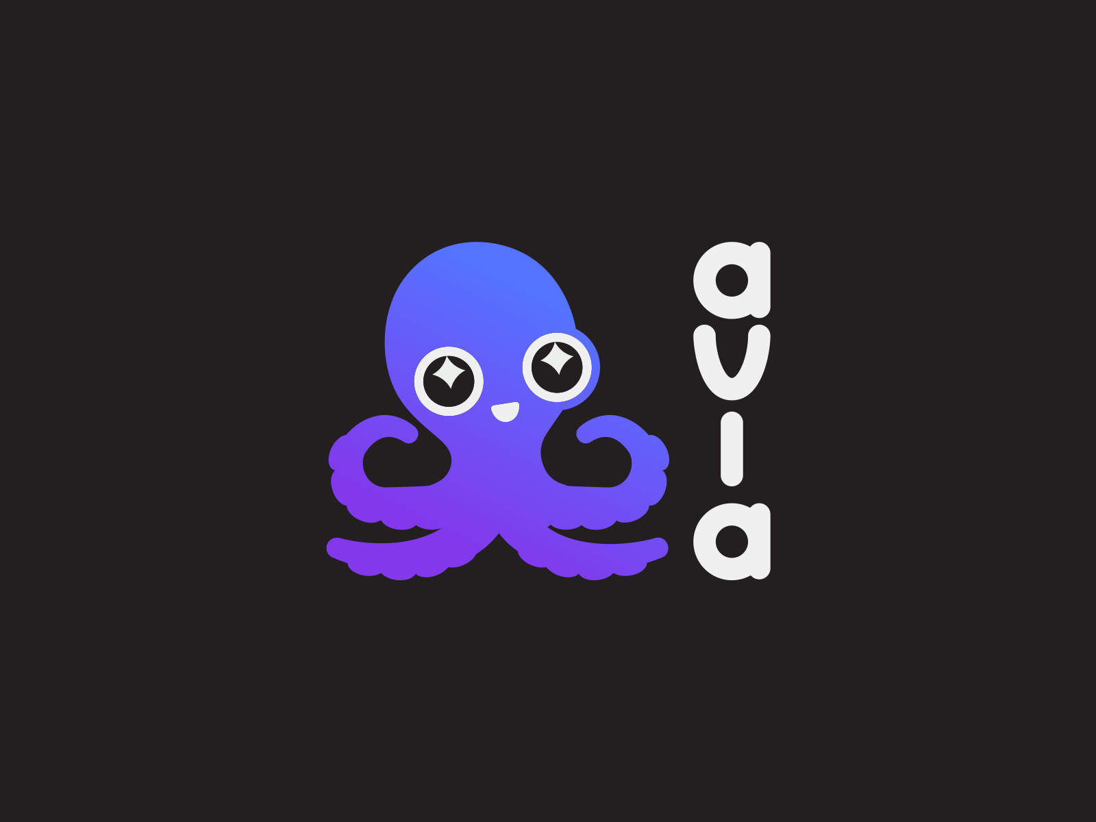 AVIA - Octopus mascot & Type app brand branding character cute design gaming illustration logo mark mascot ocean octopus tech technology typography vector