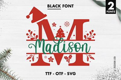 Madison - Christmas Monogram Font christmas font cricut font farmhouse font font font svg fonts holiday font monogram font script font split font svg font