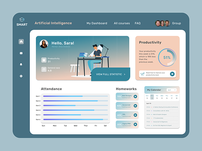 Dashboard for EdTech product dashboard data design edtech graphic it it cource smart statistic table ui ui design ux ux design ux ui web dashboard web design