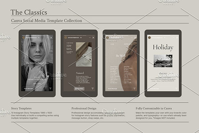 The Classics Canva Social Templates brand design canva template classic font editorial design editorial template instagram canva instagram post instagram template minimal photographer template social media bundle social media canva social media pack social media template wellness template