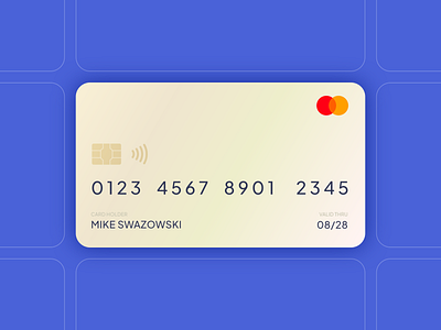 A credit card's front view credit card design ui ux