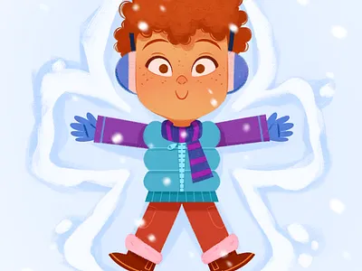 Snow angel | Children's book illustration books for kids character childrens book childrens illustration colorful cute digital illustration freehand illustration illustration kidlit kids photoshop