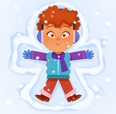 Snow angel | Children's book illustration books for kids character childrens book childrens illustration colorful cute digital illustration freehand illustration illustration kidlit kids photoshop