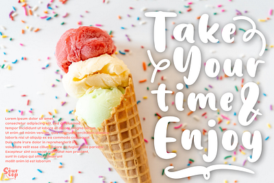 Take Your Time brush script design flyer font ice cream inumocca lettering logo poster quotes script typeface typography vintage