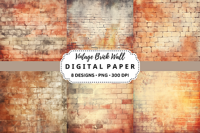 Vintage Brick Wall Digital Paper tumbler wrap